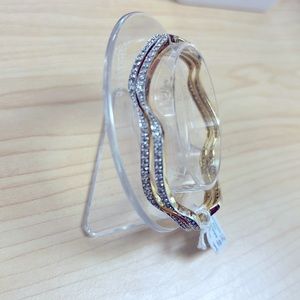 Bangle set of 2 - Medium size metal with cubic zirconia